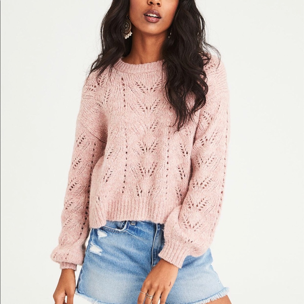 American Eagle Cropped Crew Neck Sweater